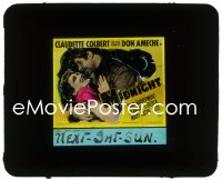 2t329 MIDNIGHT glass slide 1939 Claudette Colbert in the arms of Don Ameche, Brackett & Wilder!