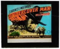 2t419 UNDERCOVER MAN glass slide 1942 huge headshot of William Boyd as Hopalong Cassidy!