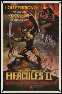 2y0364 ADVENTURES OF HERCULES II 27x41 video poster 1985 Ferrigno, sword-and-sandal art by Huston!