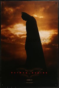 2y0606 BATMAN BEGINS teaser DS 1sh 2005 June 17, full-length image of Christian Bale in title role!