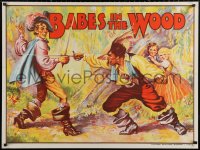 2y0390 BABES IN THE WOOD stage play British quad 1930s artwork of kids watching men duelling!