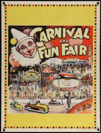 2y0278 MAMMOTH CIRCUS: CARNIVAL & FUN FAIR 30x40 English circus poster 1930s cool art of fun rides!