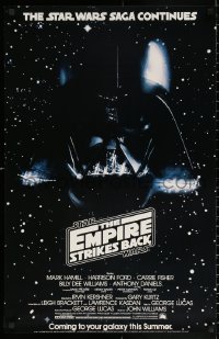 2y0436 EMPIRE STRIKES BACK 22x34 commercial poster 1979 Darth Vader helmet in space from advance!