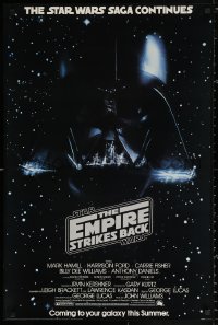 2y0437 EMPIRE STRIKES BACK 24x36 commercial poster 1979 Darth Vader helmet in space from advance!