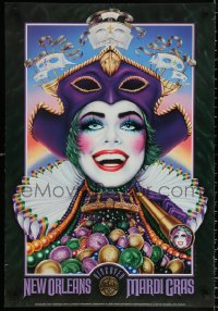 2y0446 MARDI GRAS foil 22x32 commercial poster 1991 color festive artwork by Andrea Mistretta!