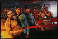 2y0465 STAR TREK CREW 27x40 commercial poster 1991 Robert Rodriguez art of classic cast on bridge!