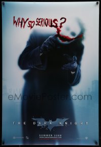 2y0656 DARK KNIGHT teaser DS 1sh 2008 great image of Heath Ledger as the Joker, why so serious?