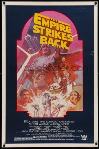 2y0688 EMPIRE STRIKES BACK studio style 1sh R1982 George Lucas sci-fi classic, cool artwork by Tom Jung!