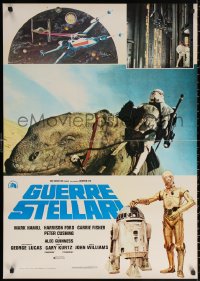 2y0111 STAR WARS Italian 27x38 pbusta 1977 George Lucas classic sci-fi epic, Luke, Leia, C-3PO & R2-D2!