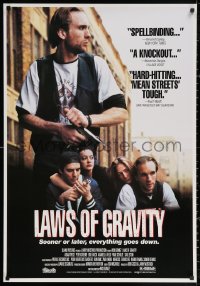 2y0374 LAWS OF GRAVITY 27x39 video poster 1992 Falco, Greene, sooner or later everything goes down!