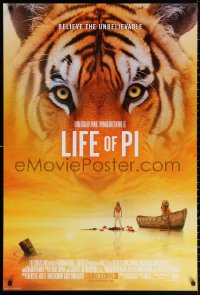 2y0793 LIFE OF PI style B int'l advance DS 1sh 2012 Suraj Sharma, Irrfan Khan, cool collage of tiger!