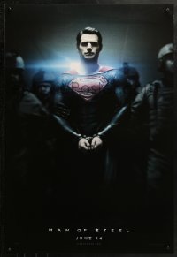 2y0813 MAN OF STEEL teaser DS 1sh 2013 Henry Cavill in the title role as Superman handcuffed!