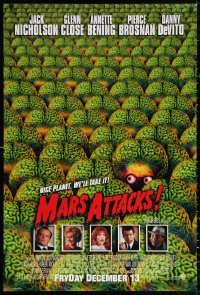 2y0818 MARS ATTACKS! int'l advance DS 1sh 1996 directed by Tim Burton, great image of cast!