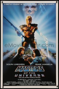 2y0819 MASTERS OF THE UNIVERSE 1sh 1987 image of Dolph Lundgren as He-Man & Langella as Skeletor!