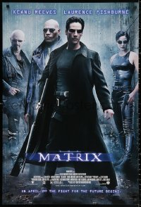 2y0820 MATRIX advance DS 1sh 1999 Keanu Reeves, Carrie-Anne Moss, Laurence Fishburne, Wachowskis!