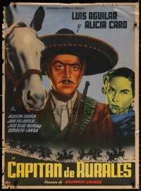 2y0013 CAPITAN DE RURALES Mexican poster 1951 Alejandro Galindo, different cowboy western art!