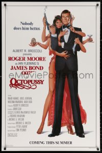 2y0839 OCTOPUSSY style B advance 1sh 1983 Goozee art of sexy Maud Adams & Moore as Bond!
