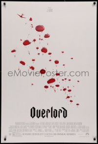 2y0849 OVERLORD advance DS 1sh 2018 from producer J.J. Abrams, WWII paratroopers as blood droplets!