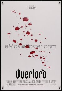 2y0851 OVERLORD teaser DS 1sh 2018 from producer J.J. Abrams, WWII paratroopers as blood droplets!