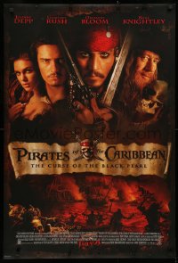 2y0863 PIRATES OF THE CARIBBEAN advance DS 1sh 2003 Geoffrey Rush, Knightley, Johnny Depp & cast!