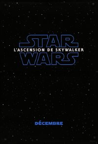 2y0897 RISE OF SKYWALKER int'l French language teaser DS 1sh 2019 Star Wars, black style!