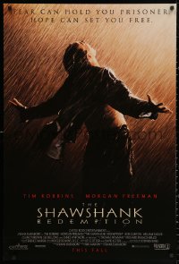 2y0920 SHAWSHANK REDEMPTION advance DS 1sh 1994 escaped prisoner Tim Robbins in rain, Stephen King!