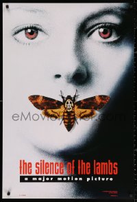 2y0927 SILENCE OF THE LAMBS style A teaser DS 1sh 1991 image of Jodie Foster with moth over mouth!