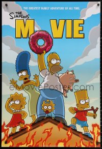 2y0930 SIMPSONS MOVIE style C int'l DS 1sh 2007 Groening art of Homer, Bart, Marge, Maggie and Lisa!
