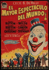 2y0081 GREATEST SHOW ON EARTH Spanish 1953 DeMille, Heston, Solis art, different & ultra-rare!