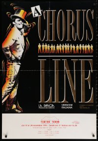 2y0405 CHORUS LINE 27x39 Italian stage poster 1991 Florence Italy cast, different art of a dancer!