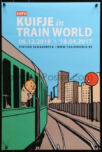 2y0299 KUIFJE IN TRAIN WORLD 16x24 Belgian museum/art exhibition 2016 art of the character by Herge!