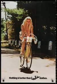 2y0339 LANDLUBBER CLOTHES 20x30 advertising poster 1972 completely naked blonde on bicycle!