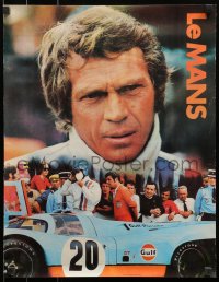 2y0518 LE MANS 17x22 special poster 1971 Gulf Oil, close up of race car driver Steve McQueen!