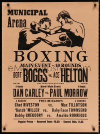 2y0524 MUNICIPAL ARENA BOXING 23x31 special poster 1950s Bert Boggs vs. Ace Helton and more!