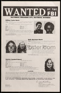 2y0527 PATTY HEARST 2-sided 11x17 special poster 1974 wanted poster after she participated in bank robbery!