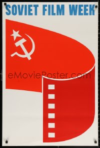 2y0535 SOVIET FILM WEEK English language 24x35 Russian special poster 1970s USSR flag as red film!