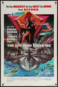 2y0956 SPY WHO LOVED ME 1sh 1977 great art of Roger Moore as James Bond by Bob Peak!