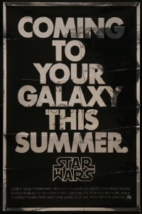 2y0962 STAR WARS foil teaser 1sh 1977 George Lucas classic, coming to your galaxy this summer!