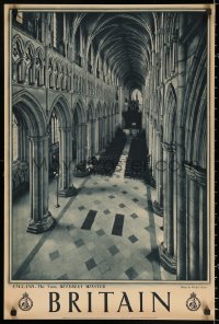 2y0256 BRITAIN Beverley Minster style 20x30 English travel poster 1950s tourist destination images!