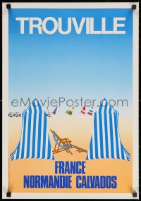 2y0253 TROUVILLE 18x26 French travel poster 1990s cool beach and ocean art by C. Mignon!