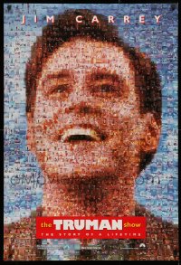 2y1007 TRUMAN SHOW teaser DS 1sh 1998 really cool mosaic art of Jim Carrey, Peter Weir