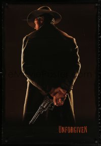 2y1015 UNFORGIVEN teaser 1sh 1992 gunslinger Clint Eastwood w/back turned, undated design!