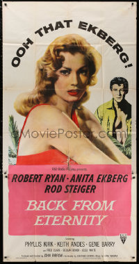2z0349 BACK FROM ETERNITY 3sh 1956 super close up of that sexy Anita Ekberg & Robert Ryan!
