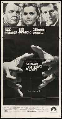 2z0433 NO WAY TO TREAT A LADY 3sh 1968 Rod Steiger, Lee Remick & Segal, hands about to strangle!