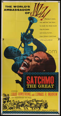 2z0464 SATCHMO THE GREAT 3sh 1957 wonderful image of Louis Armstrong playing trumpet & singing!