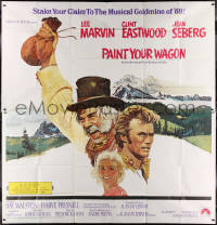 2z0095 PAINT YOUR WAGON int'l 6sh 1969 Ron Lesser art of Clint Eastwood, Lee Marvin & Jean Seberg!
