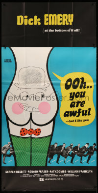 2z0011 OOH YOU ARE AWFUL English 3sh 1972 Dick Emery, Owen, wacky cartoon artwork of rear w/face!