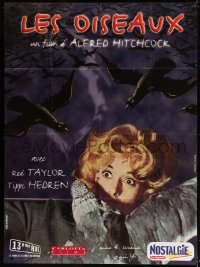 2z0789 BIRDS French 1p R1999 Alfred Hitchcock, classic image of Tippi Hedren being attacked!