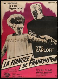 2z0803 BRIDE OF FRANKENSTEIN French 1p R1964 Boris Karloff as the monster with Elsa Lanchester!