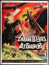 2z0854 DESTROY ALL MONSTERS French 1p R1970s different art with Godzilla, Ghidorah, Rodan & more!